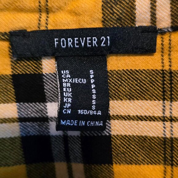 Forever 21 Yellow Plaid crop shirt - Picture 5 of 5